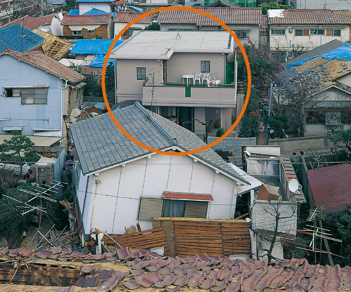阪神淡路大震災で倒壊を免れたコンクリート住宅